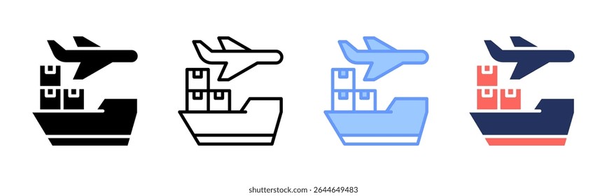 Freight icon sheet multiple style collection