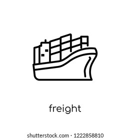 freight icon. Trendy modern flat linear vector freight icon on white background from thin line Delivery and logistic collection, outline vector illustration
