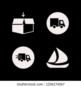 freight icon. freight vector icons set open box, fast delivery truck, ship and truck