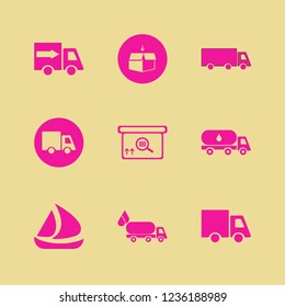 freight icon. freight vector icons set oil truck, truck, ship and square barcode box