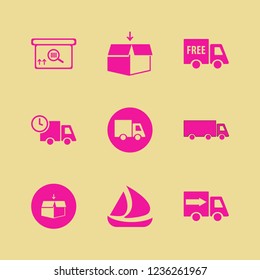 freight icon. freight vector icons set fast delivery truck, square barcode box, open box and ship