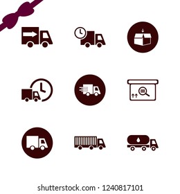 freight icon. freight vector icons set oil truck, open box, fast delivery truck and square barcode box