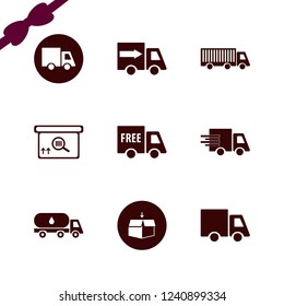 freight icon. freight vector icons set open box, square barcode box, truck and oil truck