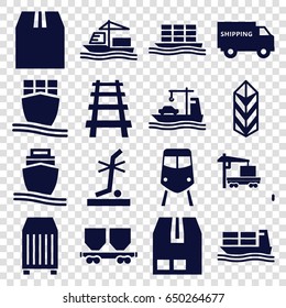 Freight icons set. set of 16 freight filled icons such as train, no standing nearby, cargo, cargo container, railway