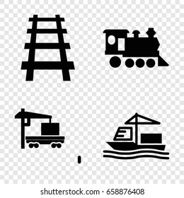 Freight icons set. set of 4 freight filled icons such as locomotive, railway, cargo truck