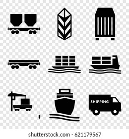 Freight icons set. set of 9 freight filled icons such as cargo, cargo container