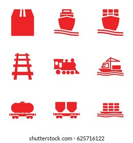 Freight icons set. set of 9 freight filled icons such as cargo container, cargo wagon, locomotive, railway