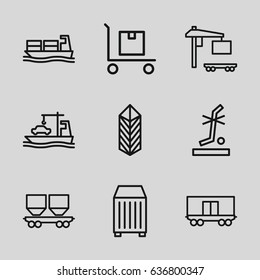 Freight icons set. set of 9 freight outline icons such as no standing nearby, cargo