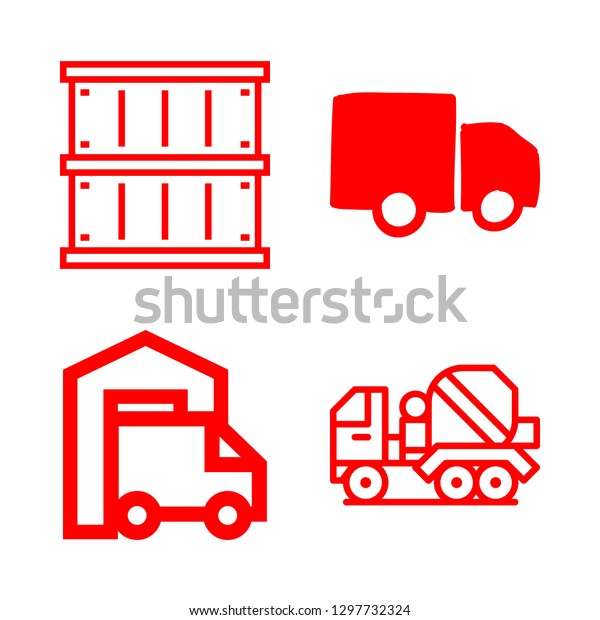 freight icons set with container, truck and\
commercial truck vector\
set