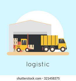 Freight kara will ship the goods in the truck. Flat design.