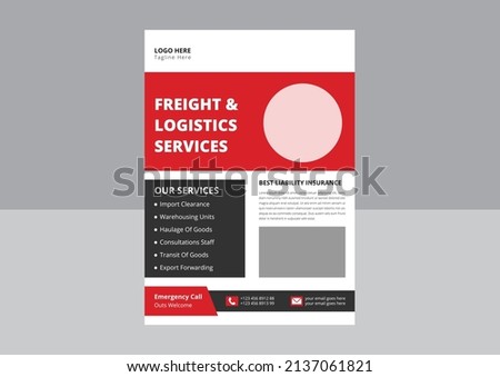 Freight Logistic Services Flyer Template. Transport Logistic service flyer design. cover, poster, leaflet, flyer design.