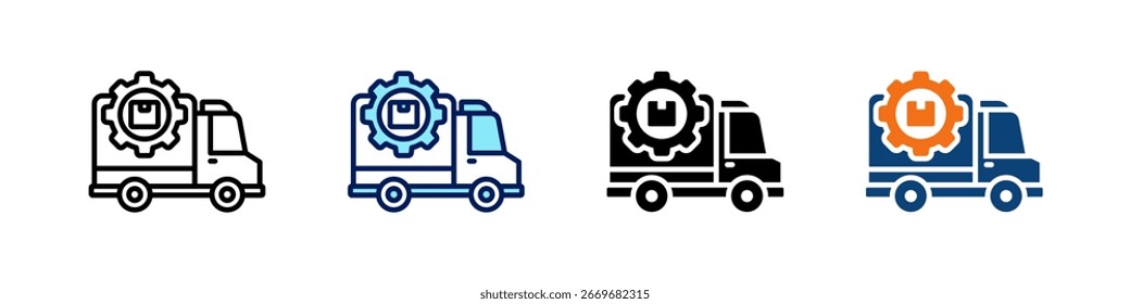 Frachtmanagement alles in einem Symbol Multi Styles Vector Set