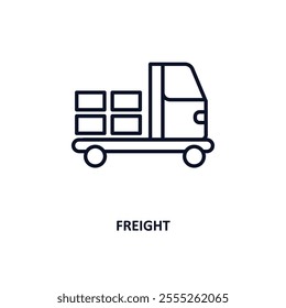 freight outline icon.  Thin line icon from delivery and logistic collection. Editable vector isolated on white background