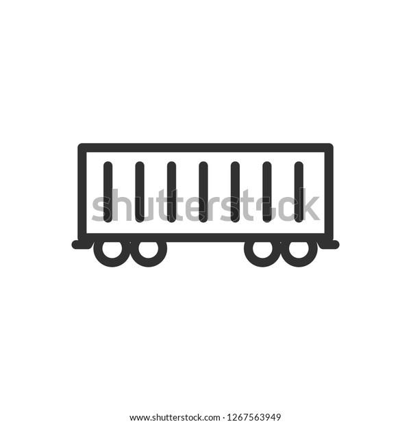 freight\
rail car. linear icon. Line with editable\
stroke