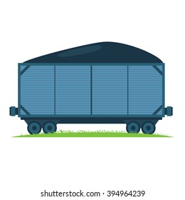 Freight rail wagon loaded with coal.