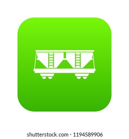 Freight railroad car icon digital green for any design isolated on white vector illustration