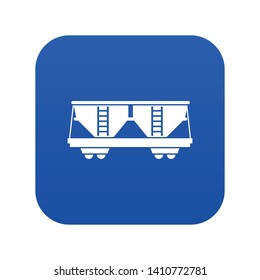 Freight railroad car icon digital blue for any design isolated on white vector illustration