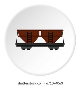 Freight railroad car icon in flat circle isolated vector illustration for web