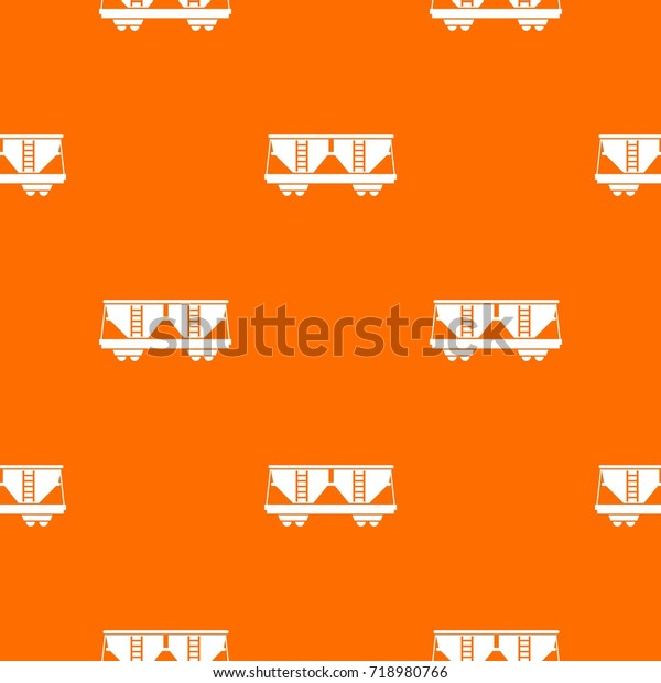 Freight railroad\
car pattern repeat seamless in orange color for any design. Vector\
geometric illustration