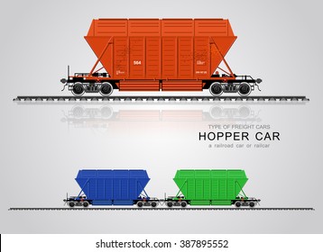 Freight railroad car. The type of freight car a hopper car
