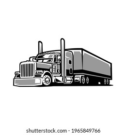 Freight semi truck 18 wheeler vector isolated