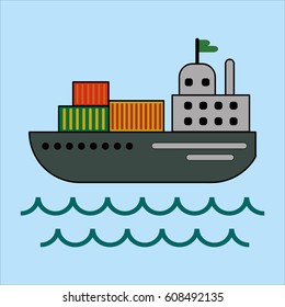 Freight ship icon