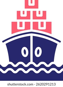 Freight Ship Icon Fill Vector Illustration