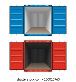 Freight shipping, open cargo containers. Vector.