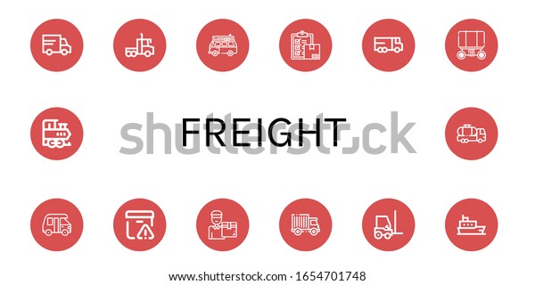 freight\
simple icons set. Contains such icons as Lorry, Van, Delivery,\
Wagon, Important delivery, Delivery man, Truck, Forklift, Ship,\
Train, can be used for web, mobile and\
logo