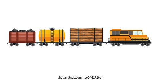 Freight train cargo cars with Container and box