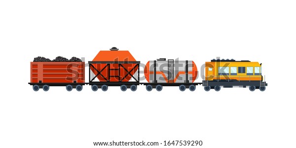 Freight train
cargo cars with Container and
box