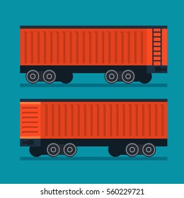 Freight train. Cargo transportation logistic rail road vector icon.