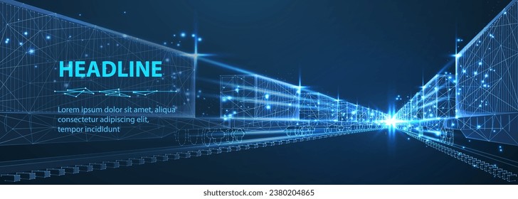 Güterzug mit Containern auf Blau. Intermodaler Verkehr, Güterlogistik, globaler Export, Logistikinfrastruktur, Eisenbahnausflug, Verkehrskonzept, Fabrikschifffahrt, Liefergeschäft.