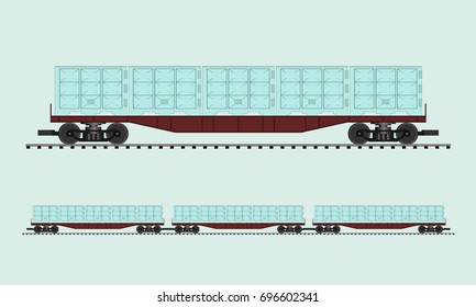 freight train with crane train draw in cartoon vector