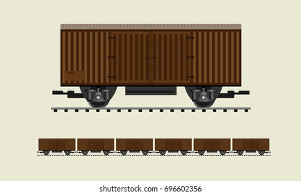 freight train with crane train draw in cartoon vector