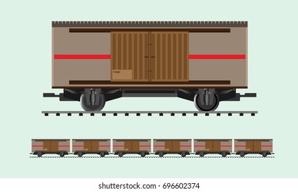 freight train with crane train draw in cartoon vector