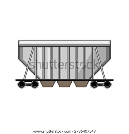 Freight train hopper car illustration representing industrial transportation, logistics, and delivery of bulk commodities, emphasizing heavy cargo and railway services