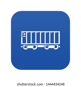 Freight train icon blue vector isolated on white background