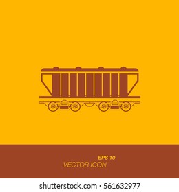 Freight Train Icon In Flat Style. The Icons On The Theme Of Logistics And Transportation. Vector Illustration EPS 10.