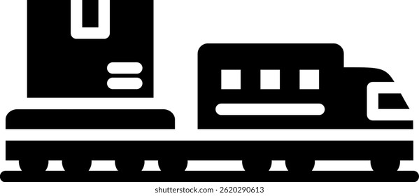 Ilustração do vetor de glifo do ícone de trem de frete