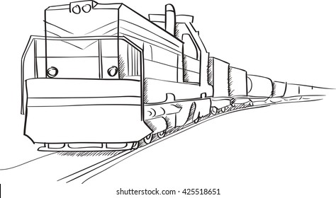 Freight Train Locomotive Stock Vector (Royalty Free) 425518651 ...