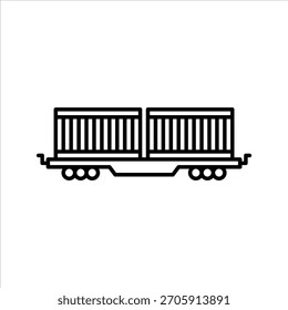 Icono de contorno de tren de carga. Ilustración de línea negra de tren de carga.