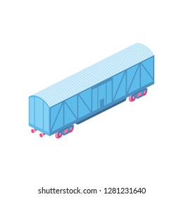 Freight train railway carriage 3d Vector Isometric icon illustration