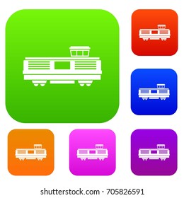 Freight train set icon in different colors isolated vector illustration. Premium collection