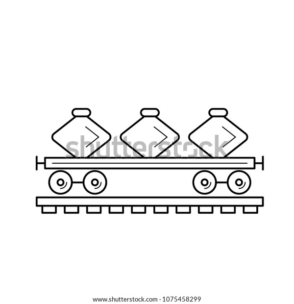 Freight train vector line icon isolated on white\
background. Freight train line icon for infographic, website or\
app. Icon designed on a grid\
system.