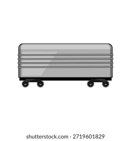 Freight train wagon illustrated in a simple vector style, depicting heavy cargo transportation, railway logistics, and industrial shipping with an isolated clean design