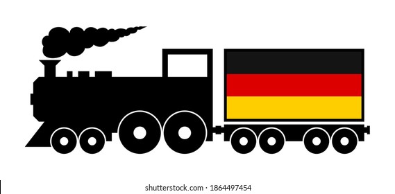 freight trains in germany, isolated on white background