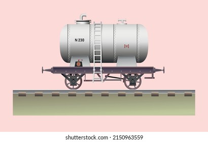 Freight transport .Old railway carriage tank. Vector illustration