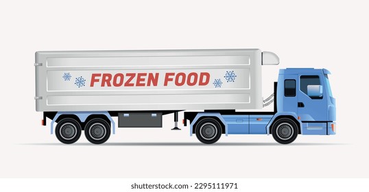 Freight transport vector illustration. Truck for transportation of frozen products (refrigerator)