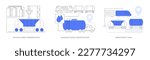Freight transportation abstract concept vector illustration set. Dry bulk cargo transportation, liquid goods shipping, mixed freight train loading, hopper wagon, goods export abstract metaphor.